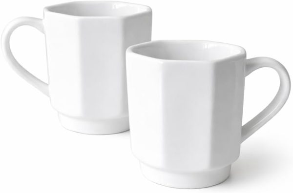 Minimalist White Ceramic Coffee Mug Set of 2 – 12 oz Modern Style Cups – Matte Finish – Elegant Kitchen & Café Aesthetic – Dishwasher Safe   inspired by Italian coffee design