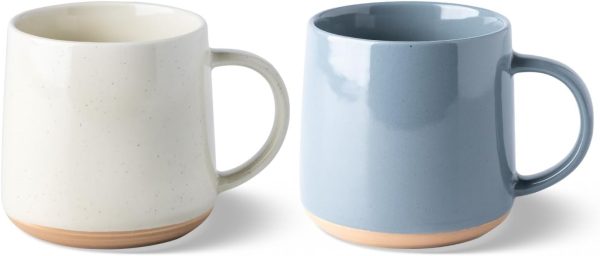 Ceramic Coffee Mugs Set of 2, 17oz Handmade Ceramic Coffee Mugs Set with Terracotta Underside for Latte/Tea/Beer/Hot Cocoa, Dishwasher & Microwave Safe