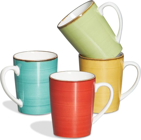 16 oz Coffee Mugs Set of 4 Large Ceramic Coffee Cups Colorful Mugs Set with Handles for Latte, Hot Cocoa, Tea Housewarming Gift Assorted Colors