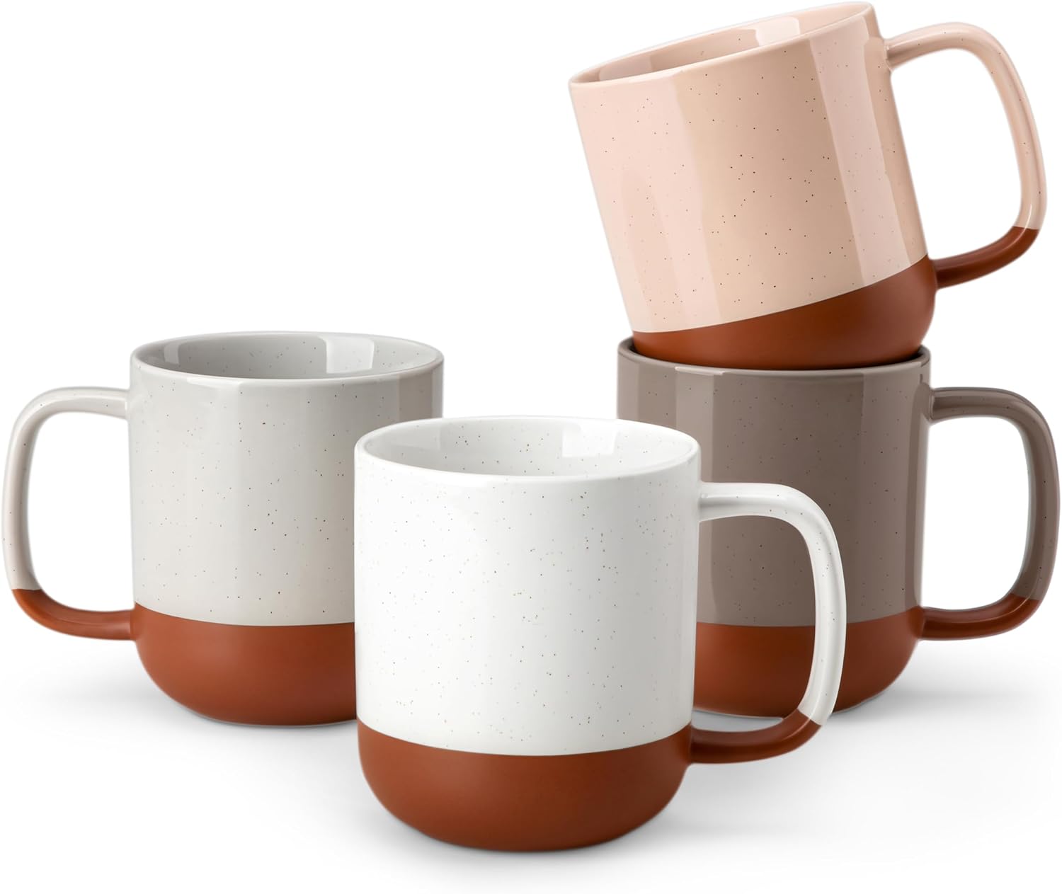 Ceramic Coffee Mugs Set of 4, 16oz Coffee Cups, Modern Farmhouse Mugs for Coffee, Latte, Tea, Hot Chocolate, Cappuccino, Milk, Microwave & Dishwasher Safe, Multicolor