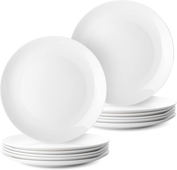 White Dinner Plates, 10 5 inch, Set of 12, White Plates, White Dinner Plates Bulk, White Plate Set, Plates, Dinner Plates, Plates Set, Restaurant Dishes, White Porcelain Dinner Plates