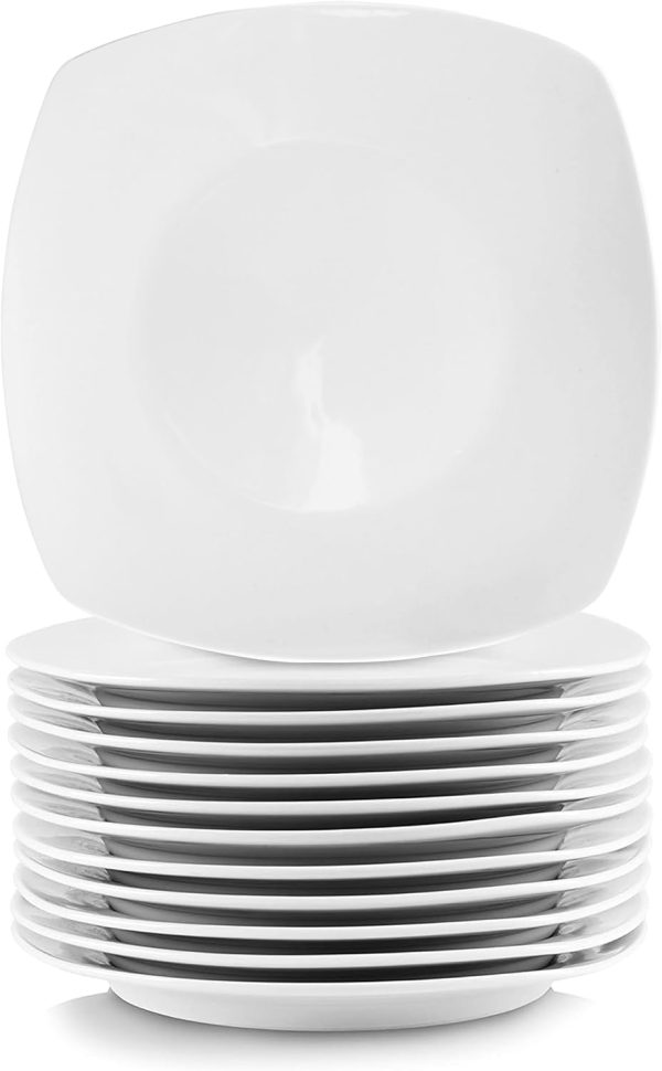 Professional Kitchen 12 Piece Porcelain Dinnerware/Tableware Set (Square Dinner Plate White)