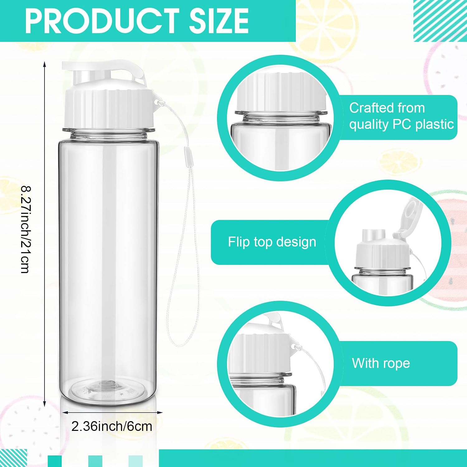 30 Pieces Water Bottle Bulk 17 oz Plastic Sports Water Bottles Bulk with Handle Strap Lightweight Leakproof Drink Flip Top for Adults Fit Gym(Classic Style,White) Image 2