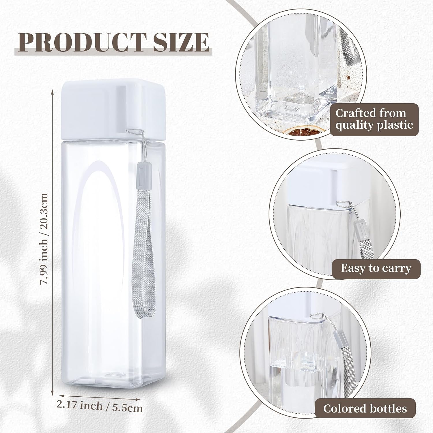 30 Pcs Water Bottle Bulk 17 oz Plastic Sports Water Bottles for Kids Adults Reusable Leak Proof Portable Drink Container Large for School Classroom Travel Camping Fitness Office(White) Image 2