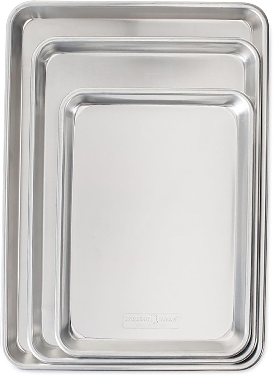 3 Piece Set Aluminum Commercial Quality Sheet Pan for Baking or Roasting, Encapsulated Galvanized Steel Rim Prevents Warping; Half Sheet, Jelly Roll and Quarter Sheet