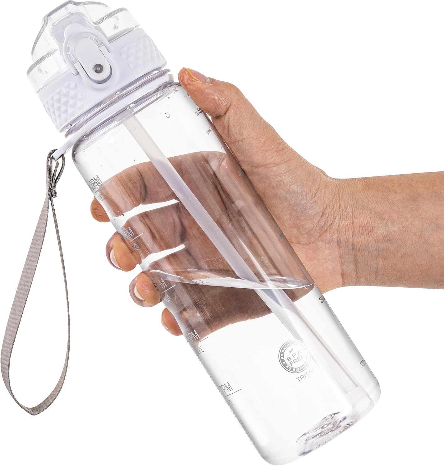 17oz Kids Water Bottle for School Motivational With Silicone Straw, Leak Proof Tritan BPA Free, Reusable for Girls Boys, Clear