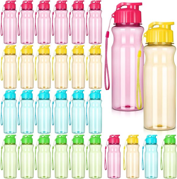 30 Pieces Plastic Water Bottles for Adult Bulk 17 oz Water Bottle Bulk Reusable Leak Proof Portable Drink Bottles Sport Drink Bottles with Handle Strap for Gym Outdoor