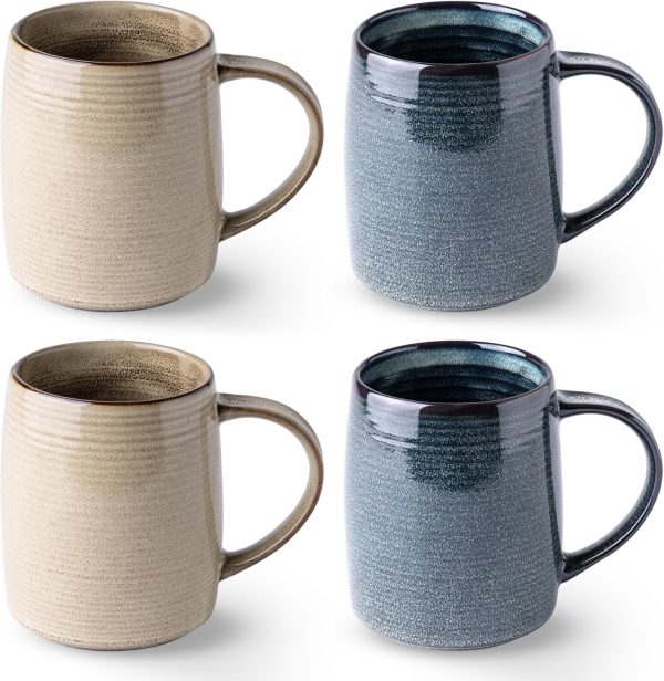 Large Coffee Mugs Set of 4, 18oz Handmade Ceramic Coffee Mugs Set with Gradient color for Latte/Tea/Beer/Hot Cocoa, Dishwasher & Microwave Safe, Multi Color