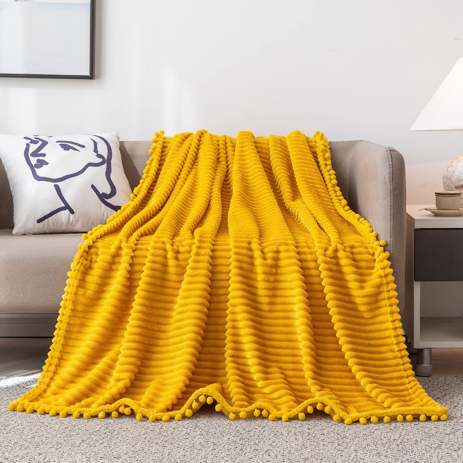 Plush Tassel Blanket 51x63 Soft and Warm Decorative Blanket Image 2