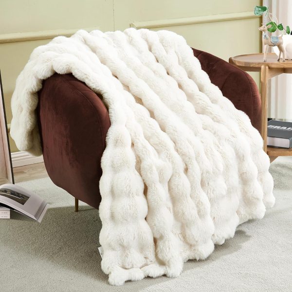 Double sided faux fur blanket 50x60 inches, winter warm blanket