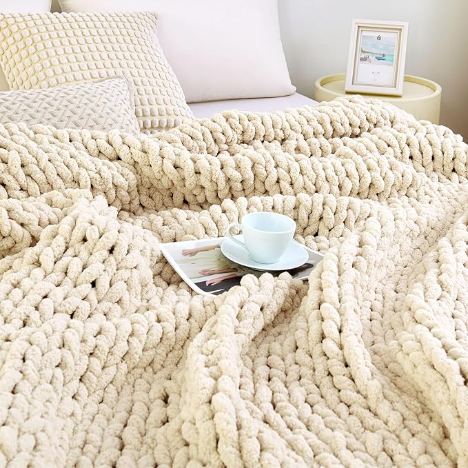 Combine knit chenille blanket 51x63 inches, comfortable sofa blanket Image 2