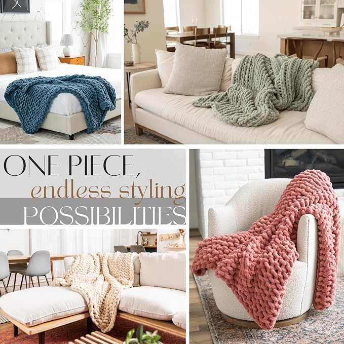 Combine Knit Chenille Blanket 50x60 Home Decor Blanket Image 2